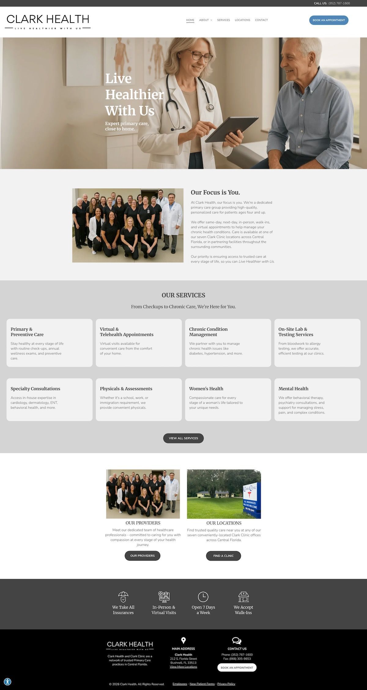 Clark Health's website homepage