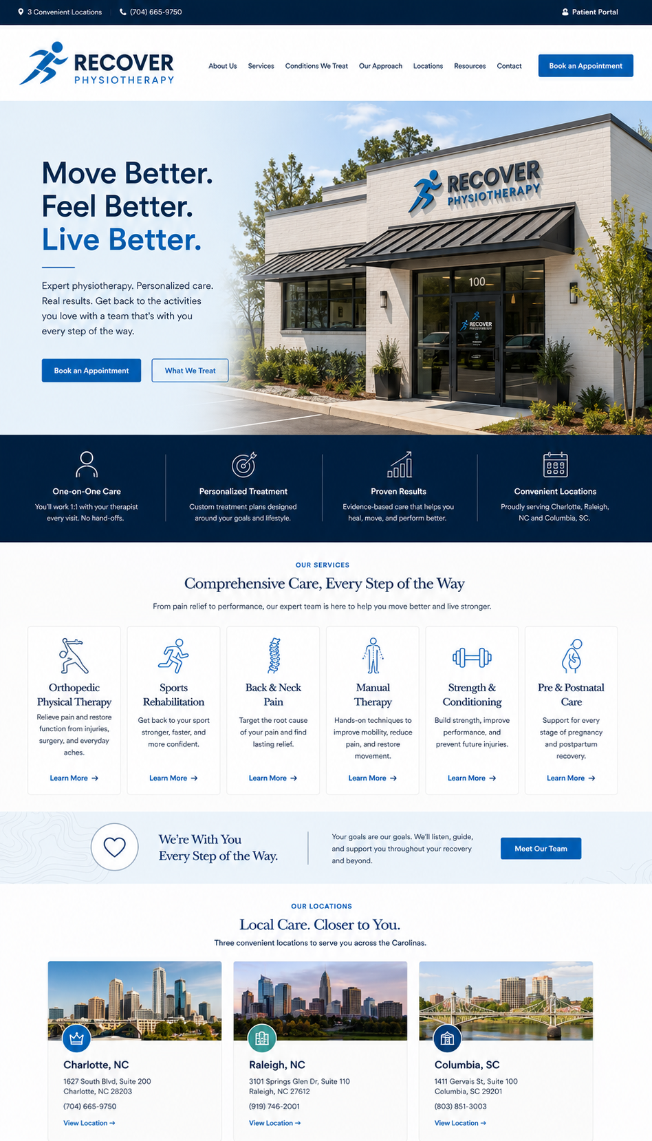 Physiotherapy clinic website design example - Bonfire Studio