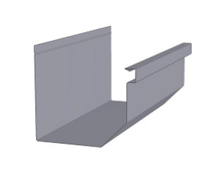 a drawing of a metal gutter on a white background .