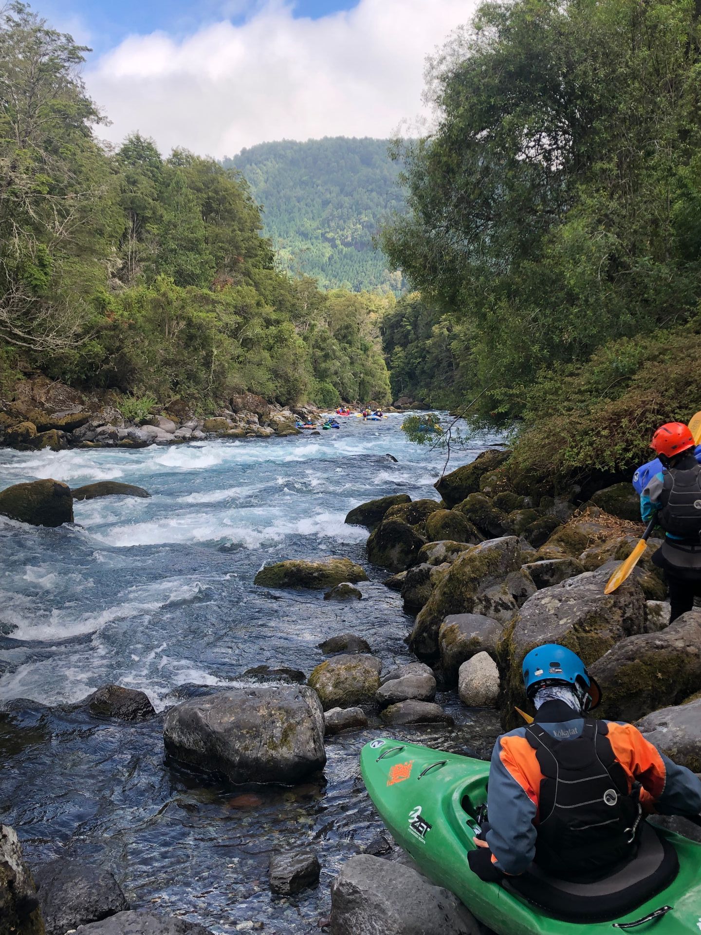 Kayakers learning how to kayak in Idaho.