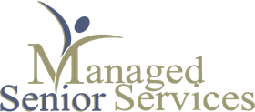 A logo for managed senior services with a person on it