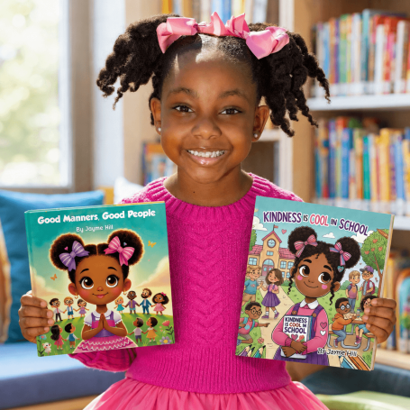 Jayme Hill holding her children's book