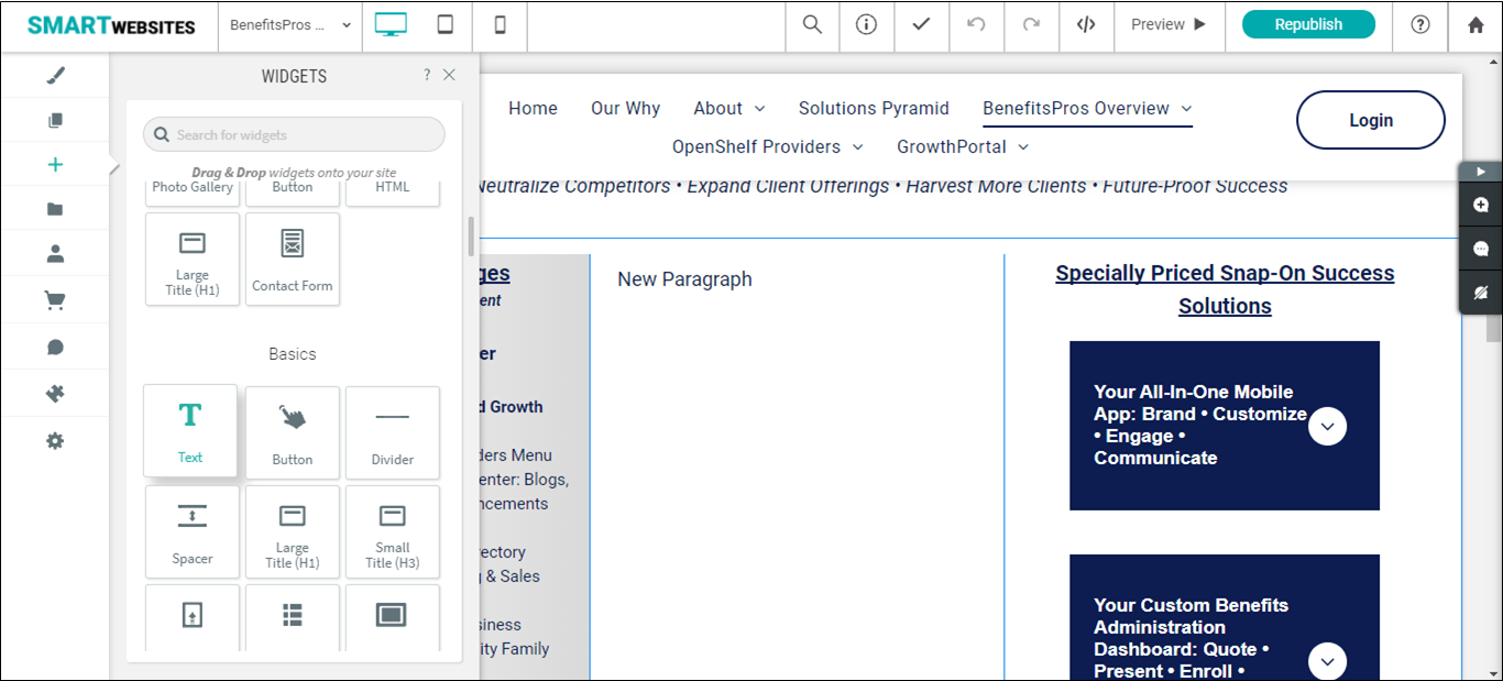 Compete Smart Websites - site builder example