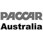 A black and white logo for paccar australia.
