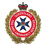 The queensland fire and emergency services logo has a cross and crown on it.