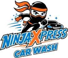 Ninja Xpress Car Wash Logo with Ninja Mascot