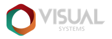 Logotipo do Grupo Visual Systems: um hexágono multicolorido ao redor do texto.