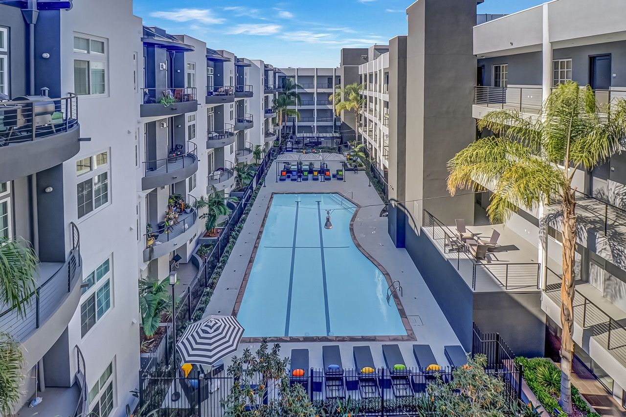 Axis swimming pool aerial view