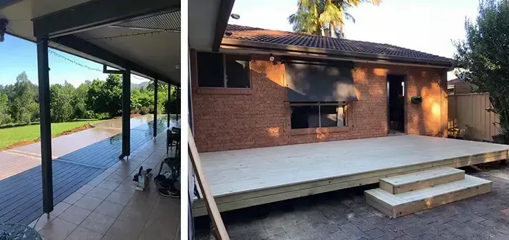 A Split View of a Covered Patio Overlooking a Grassy Area — Alcando Renovations and Maintenance In Bobin, NSW