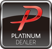 A platinum dealer logo with a red letter p on a black background