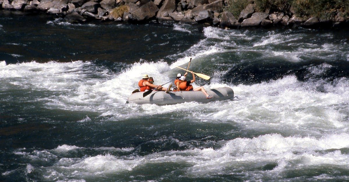 A group of people are rafting down a river.