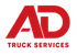 Red AD Truck Services logo in red text on a white background