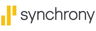 Synchrony logo: yellow bars graphic next to the word