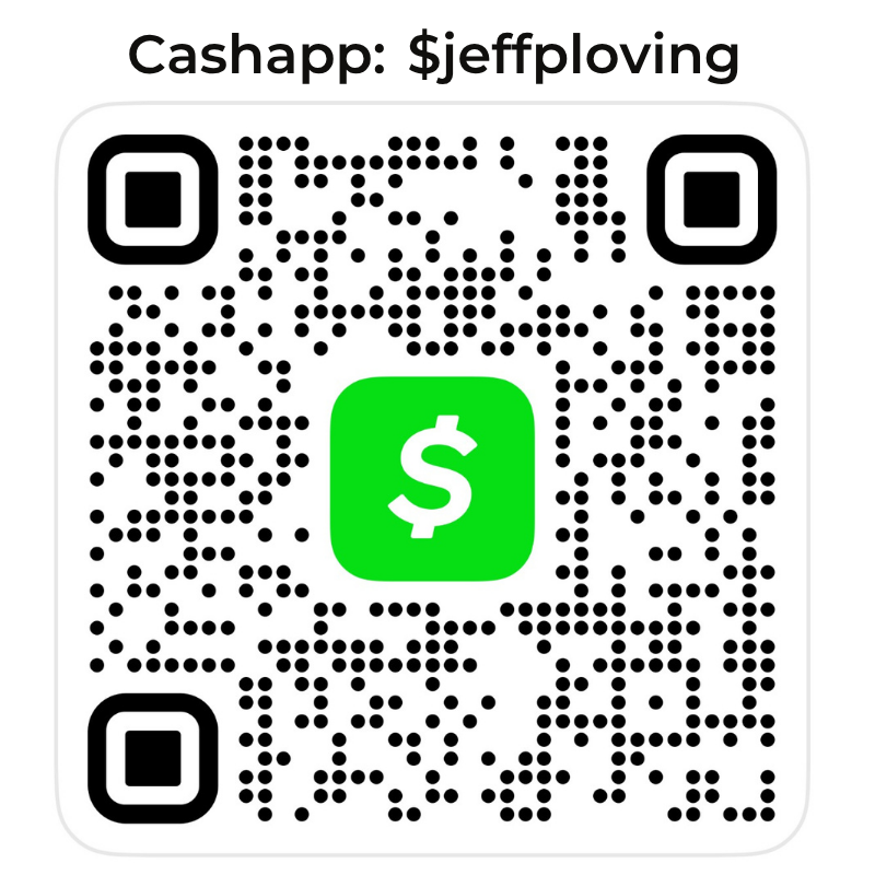 Cash App QR code with green dollar sign icon and text “Cashapp: $jeffploving”