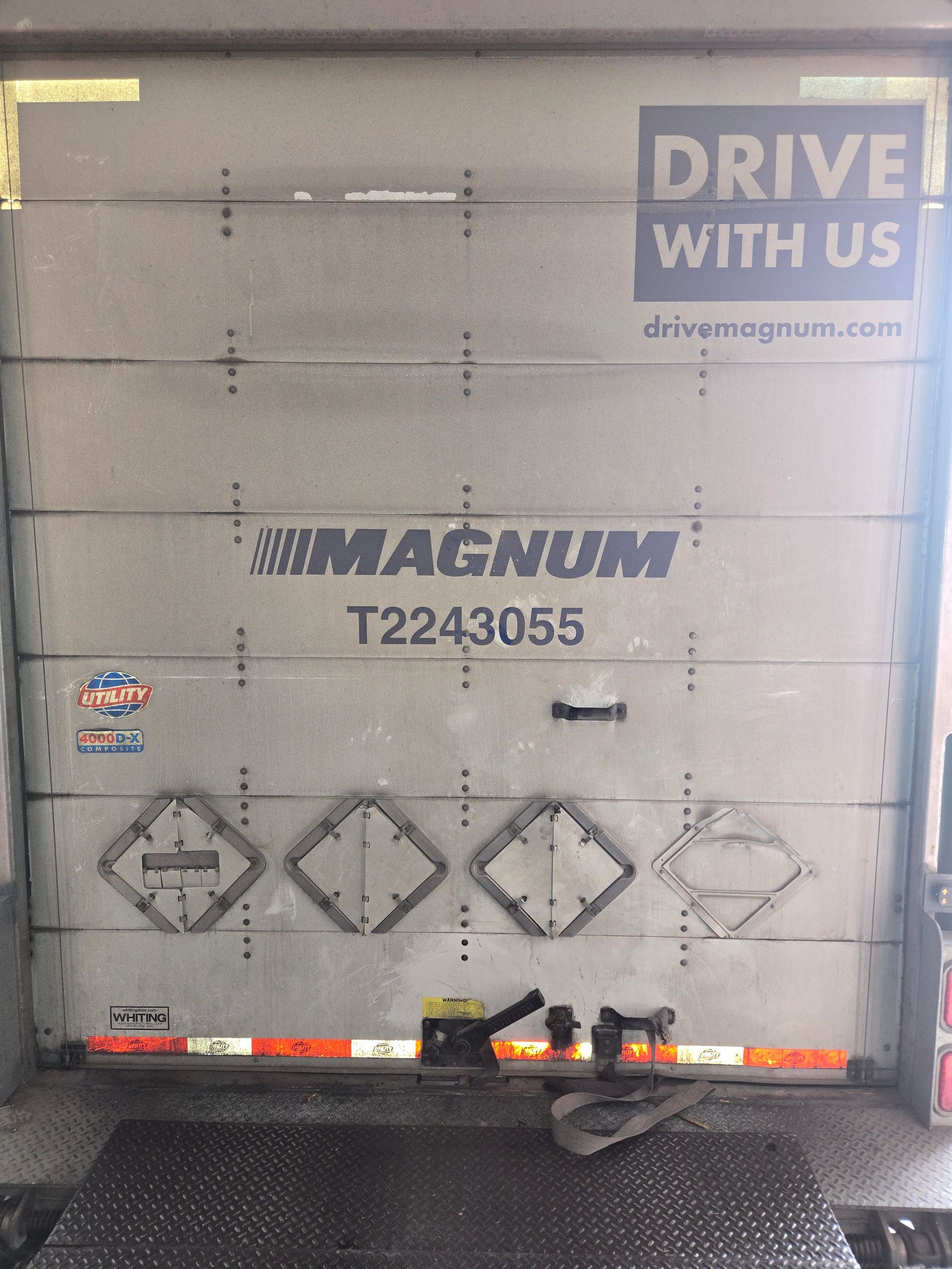 The back of a Magnum semi-trailer with a 