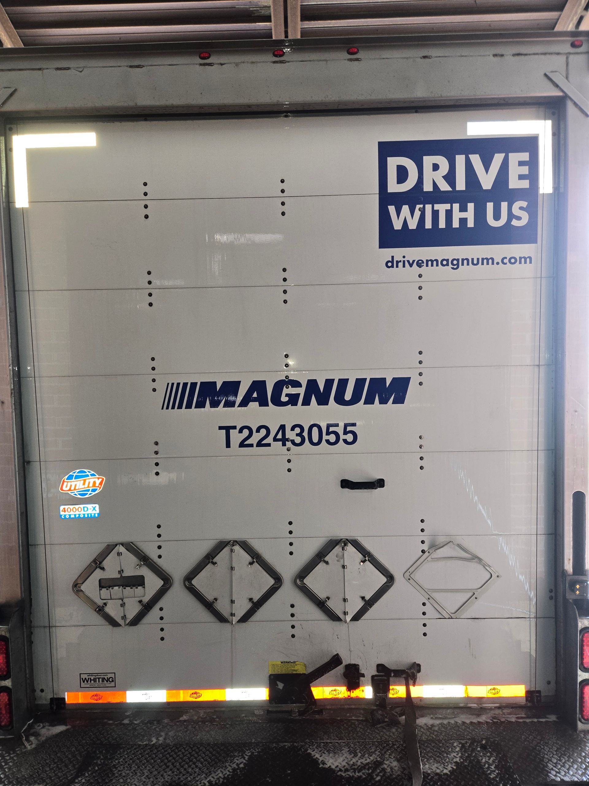 The back of a Magnum semi-trailer with a 