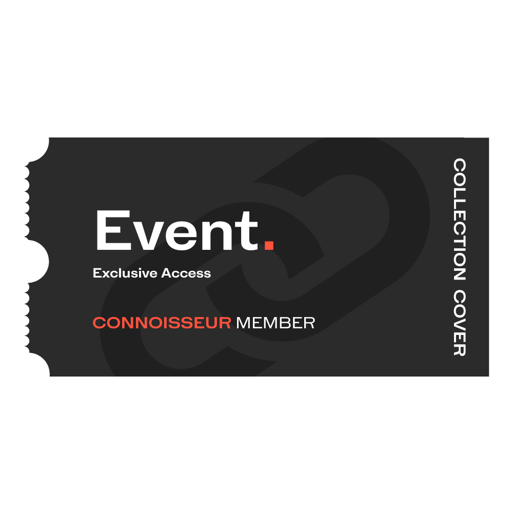 A black ticket with the word event on it