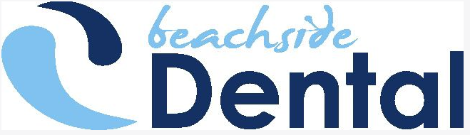 Beacheside Dental logo with blue wave icon and dark blue lettering