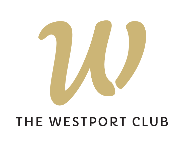 Gold “W” logo with the text “THE WESTPORT CLUB” beneath it on a white background