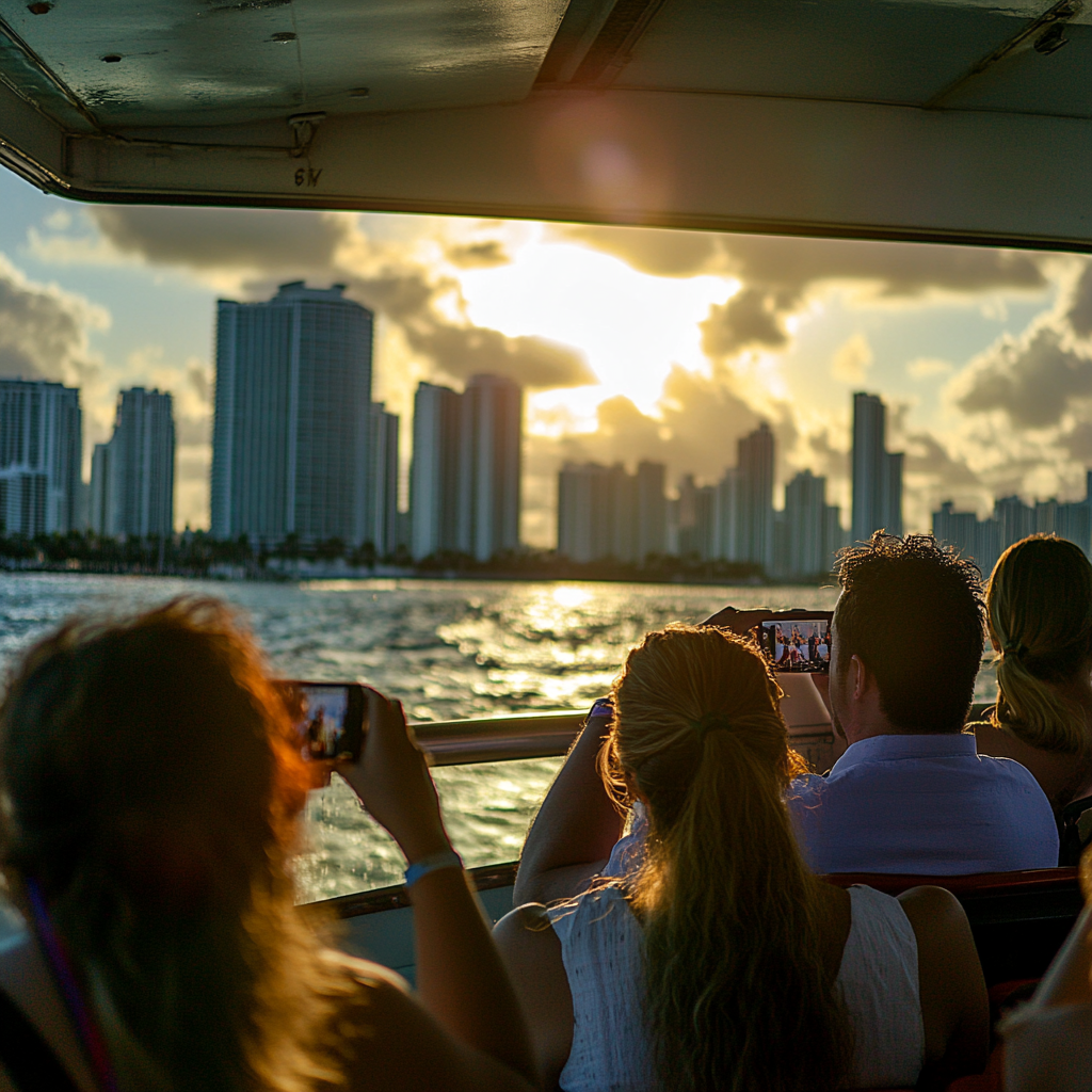 The Miami Skyline seen during the Miami Celebrity Sunset boat tour