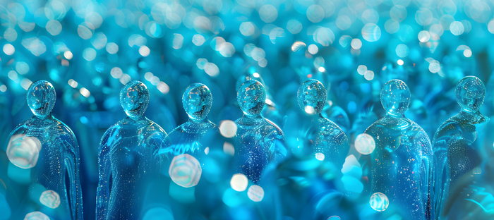 Image of blue people standing in a group