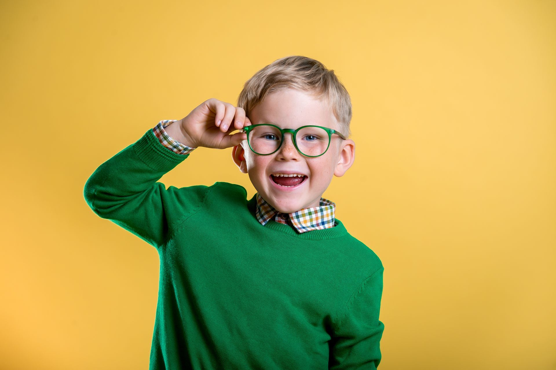 child wearing eyeglasses