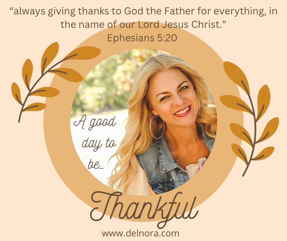 A thankful card with a picture of a woman and a bible verse
