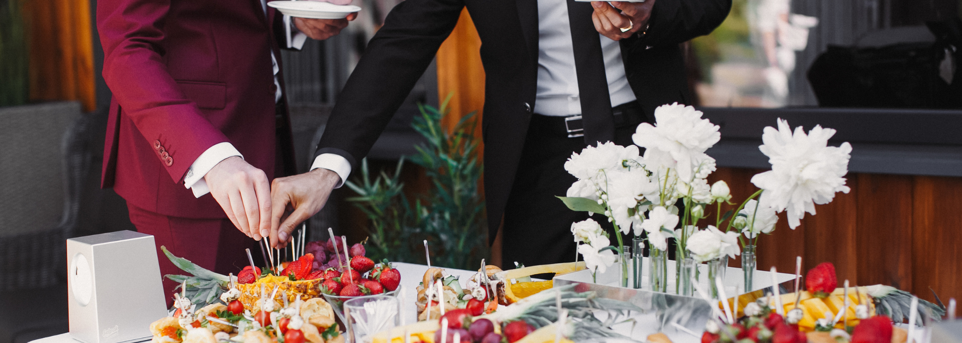 People at a buffet. People at a buffet.