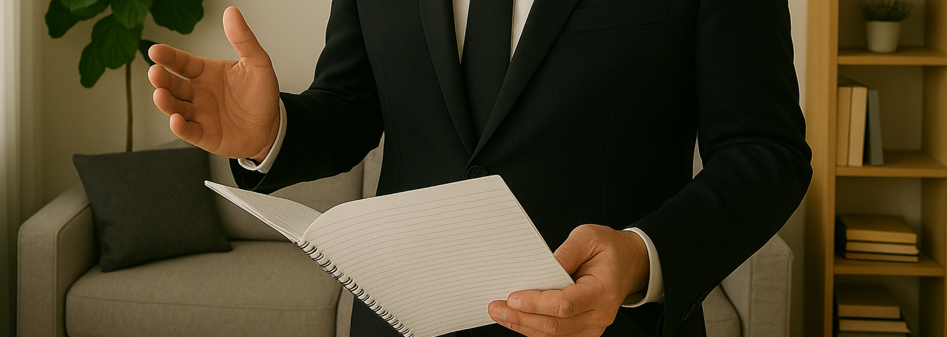 Picture of someone looking like they're practicing a speech.