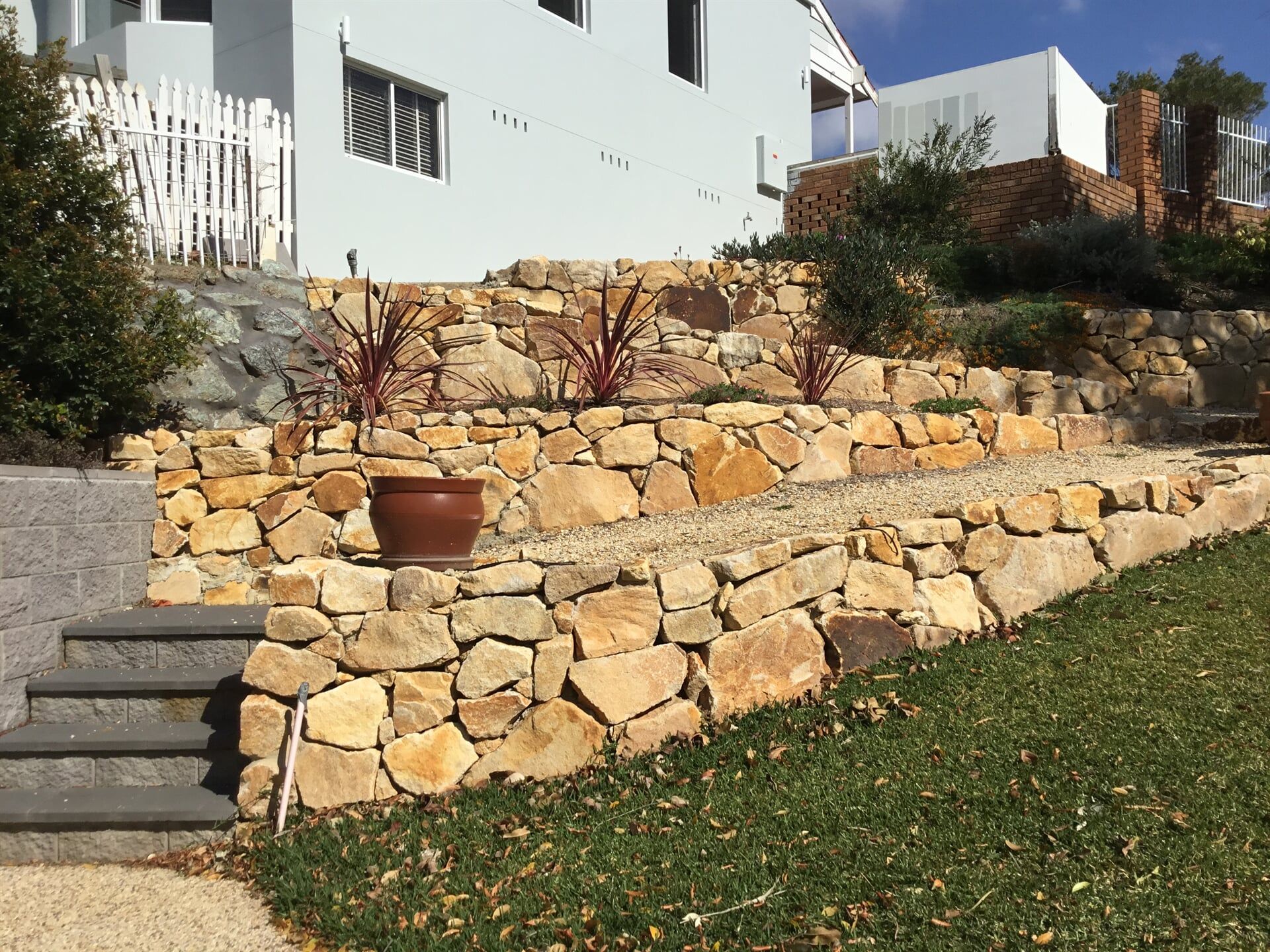 Sandstone Garden Retaining Wall - Structural Landscaping in Port Macquarie, NSW