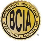 BCIA circular gold and black Biofeedback Certification International Alliance logo with large BCIA letters