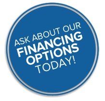 Blue circular badge reading “Ask about our financing options today!”