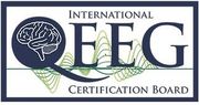 International EEG Certification Board logo with brain graphic and navy-and-green lettering