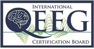 International EEG Certification Board logo with brain graphic and navy-and-green lettering