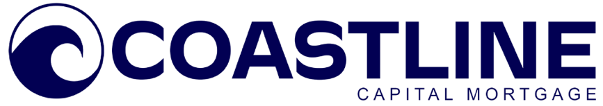Logo for Coastline Capital Mortgage featuring a dark blue wave icon next to the company name in bold navy text.