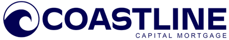 Logo for Coastline Capital Mortgage featuring a dark blue wave icon next to the company name in bold navy text.