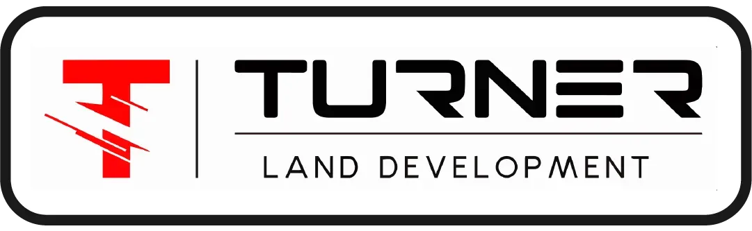 Logo for Turner Land Development: a red "T" with black lines and the word "TURNER" in black text, below "LAND DEVELOPMENT."