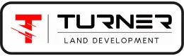Logo for Turner Land Development: a red "T" with black lines and the word "TURNER" in black text, below "LAND DEVELOPMENT."