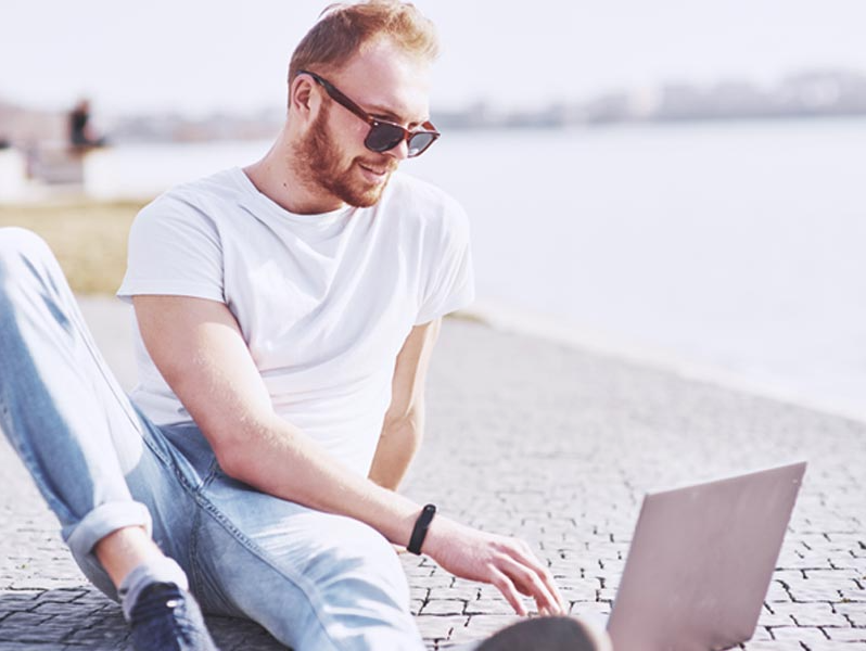 man using a laptop