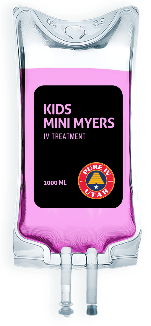 A bag of myers cocktail iv on a white background