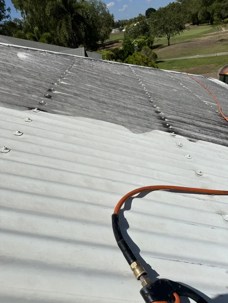 Pressure Washer Nozzle Rests on a Partially Cleaned Roof— I Do It All in Nambour, QLD