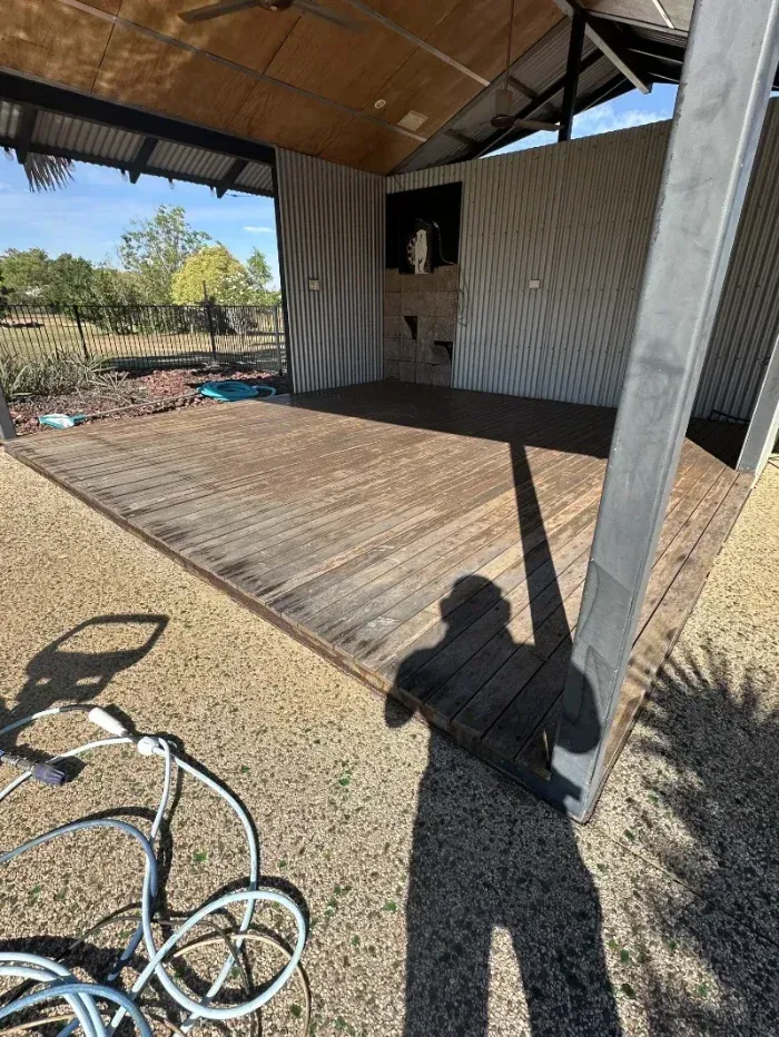 Wooden Deck Under an Open-sided Shelter With a Metal Roof — I Do It All in Nambour, QLD