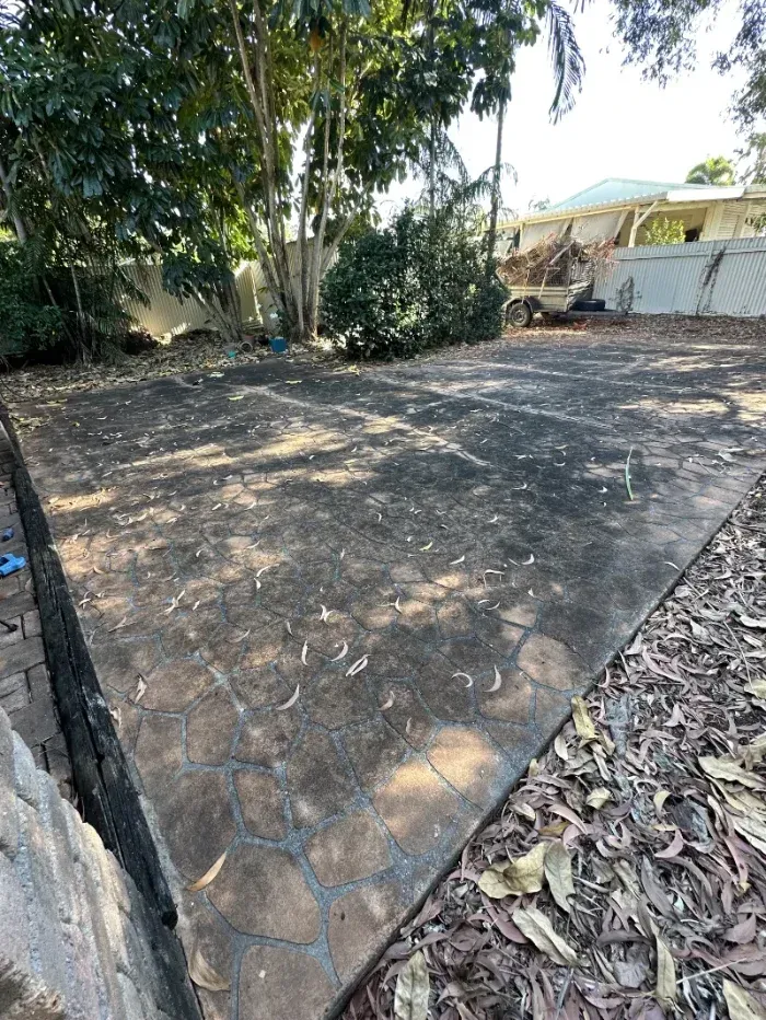 Empty Concrete Patio in A Shaded Backyard — I Do It All in Caloundra, QLD