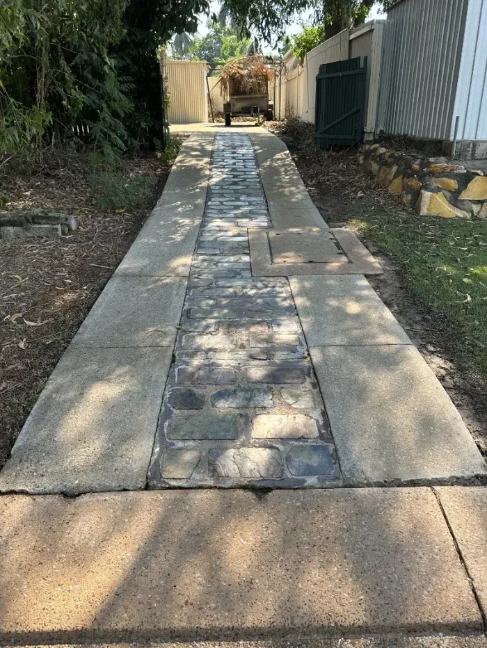 Narrow Stone Walkway Leading to a Gate Beside a House — I Do It All in Caloundra, QLD