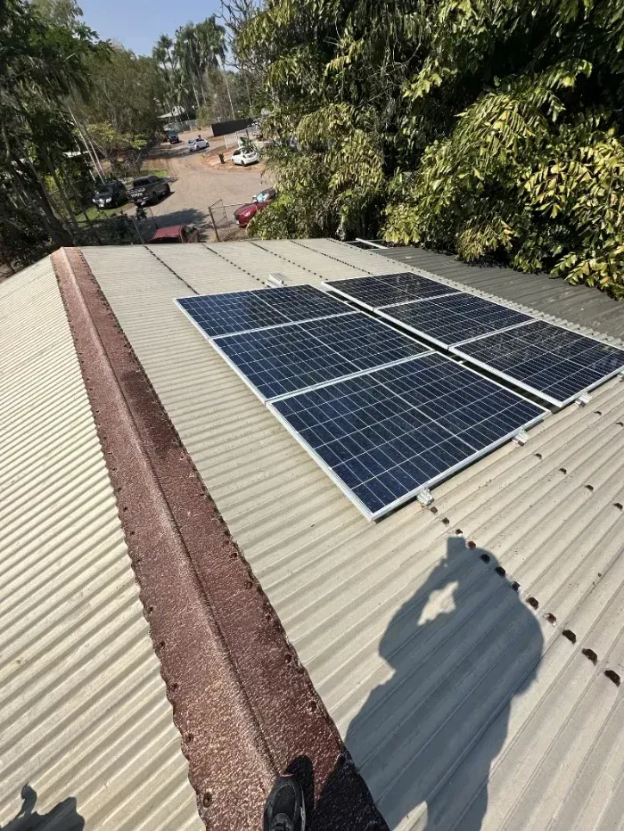 Two Solar Panels Mounted on a Corrugated Metal Roof — I Do It All in Caloundra, QLD