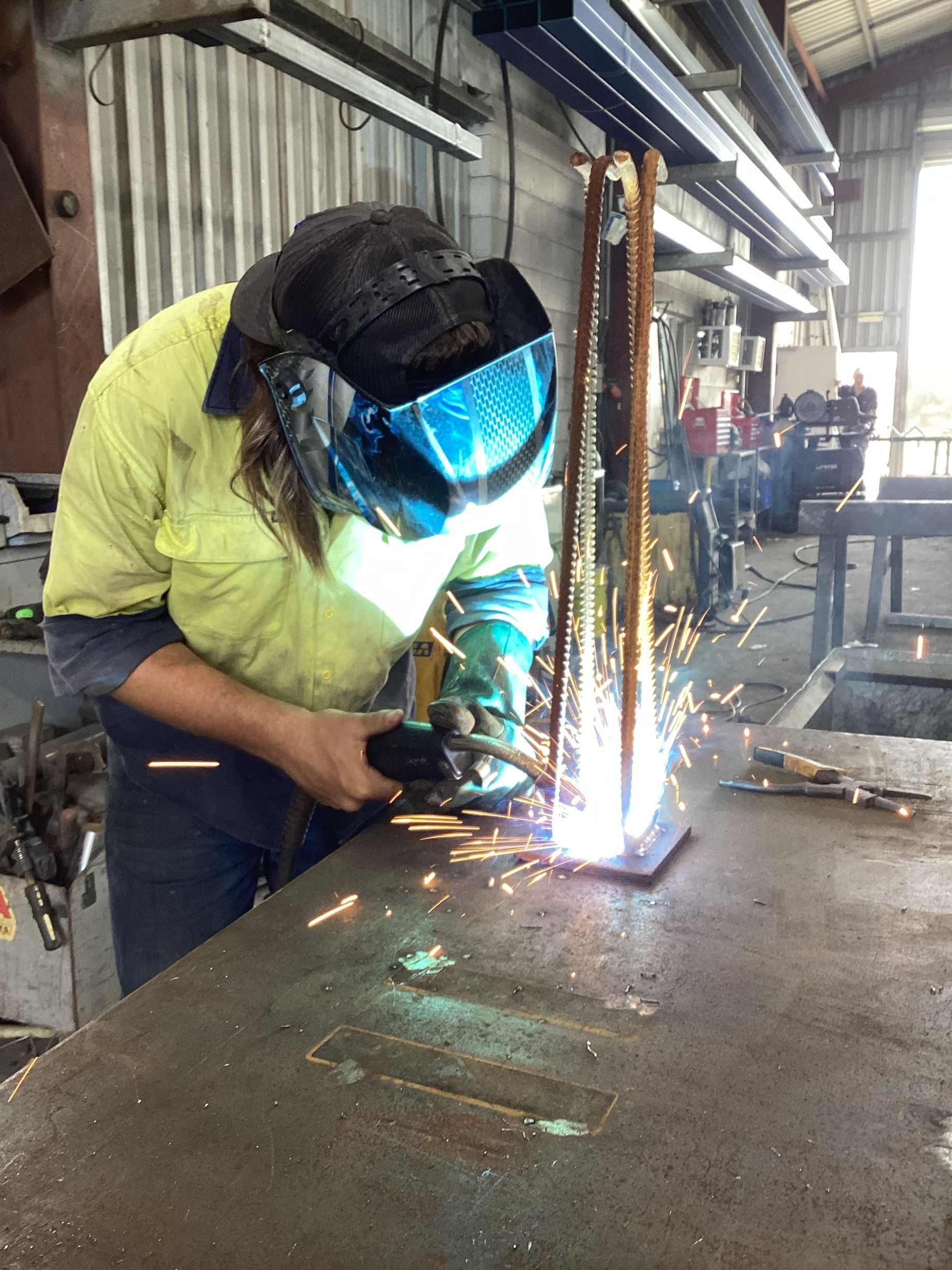 Welder is Welding Flux Cored Arc — Angle Processing Townsville, QLD