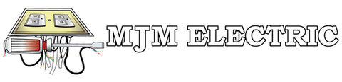 MTM Electric logo with a stylized electrical panel and wires on a white background