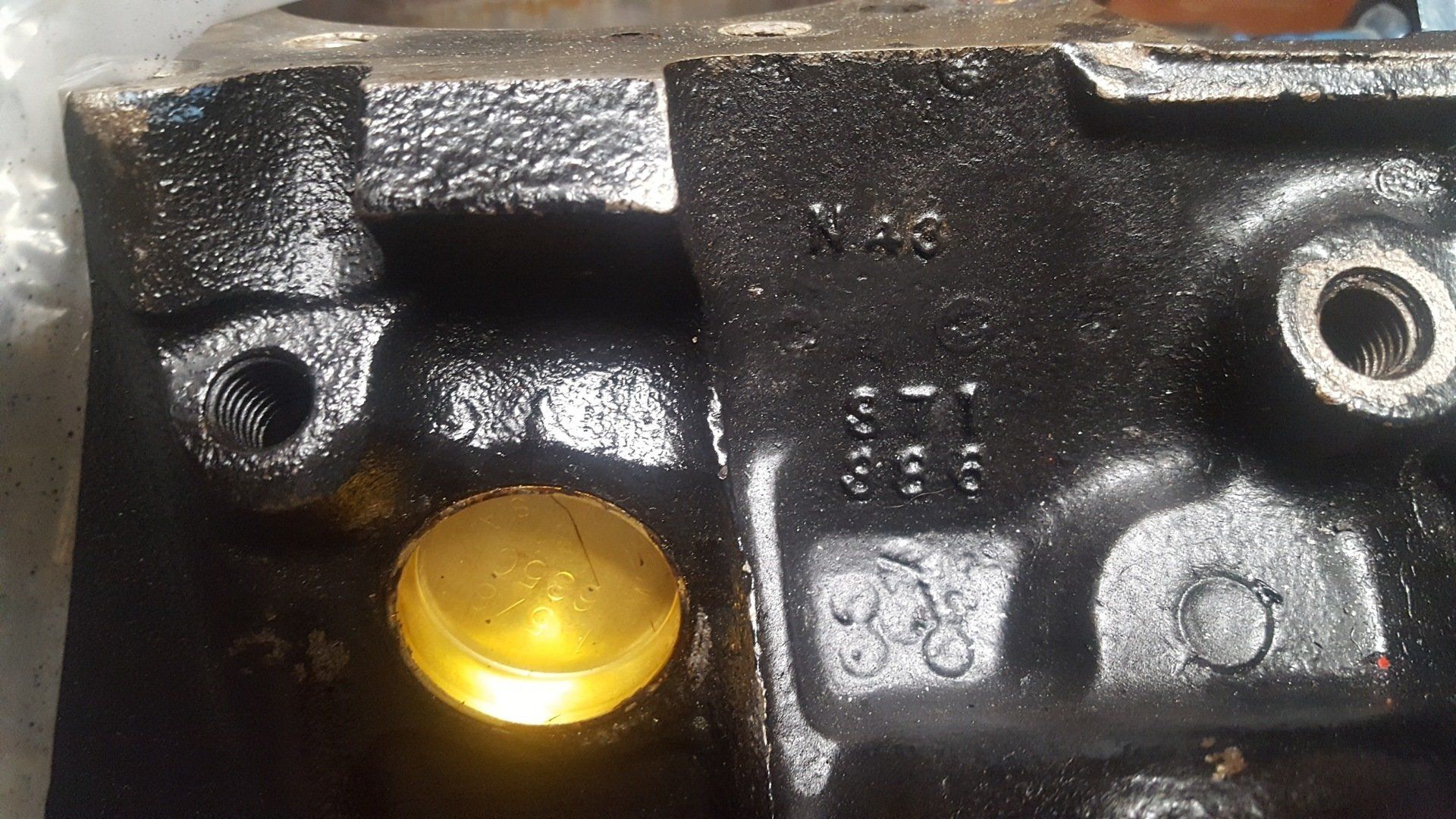 Engine block with markings 