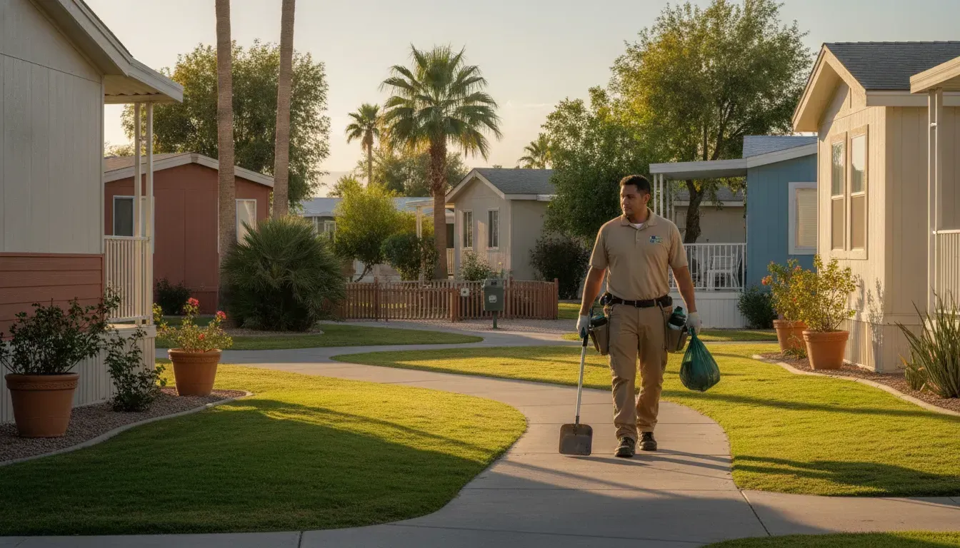 Bright Las Vegas backyard prepared for a home showing after dog poop cleanup