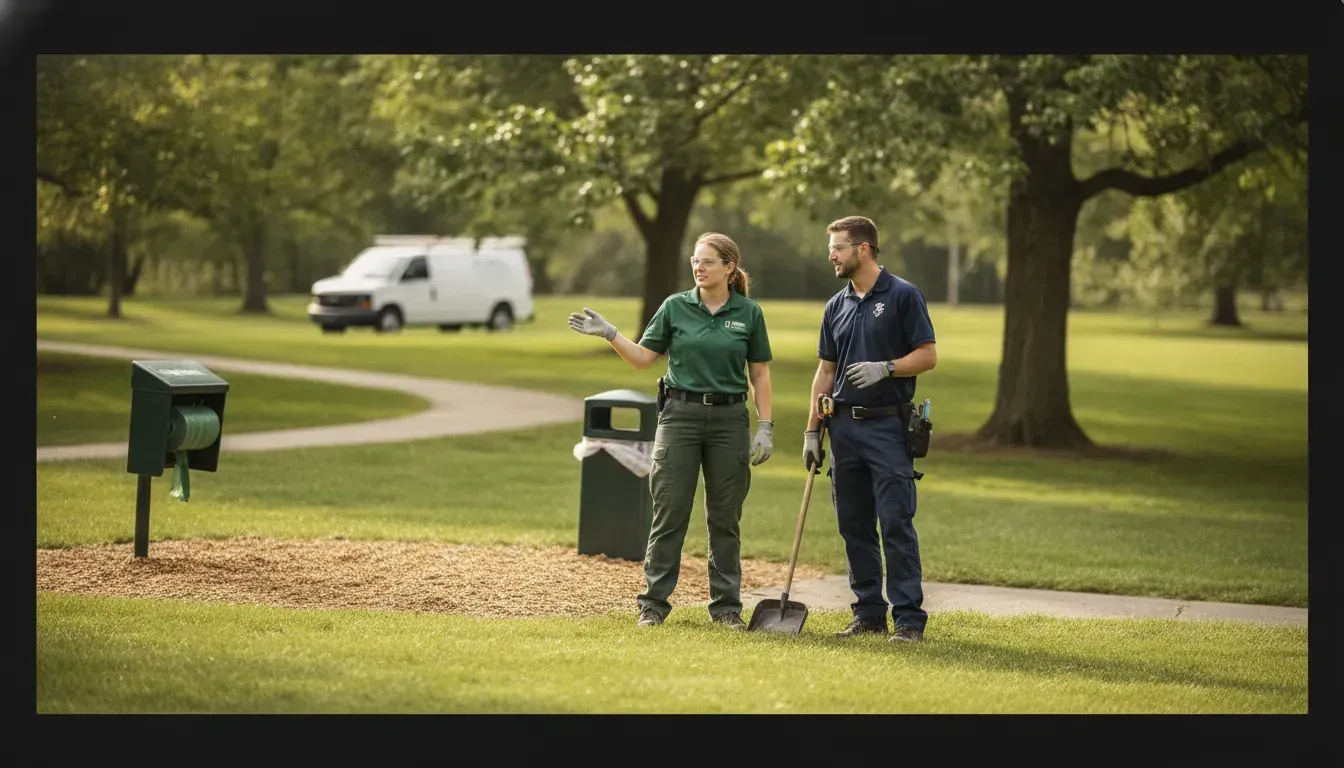 Public parks team reviewing pet waste service operations